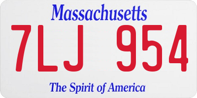 MA license plate 7LJ954