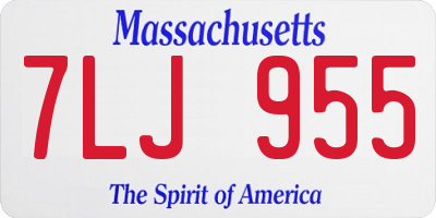 MA license plate 7LJ955