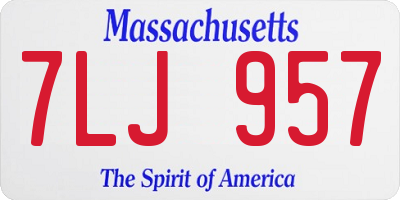 MA license plate 7LJ957