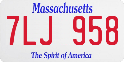 MA license plate 7LJ958