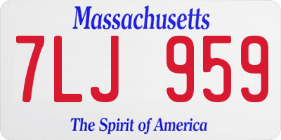 MA license plate 7LJ959