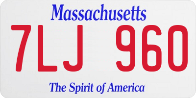 MA license plate 7LJ960