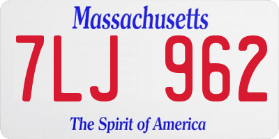 MA license plate 7LJ962