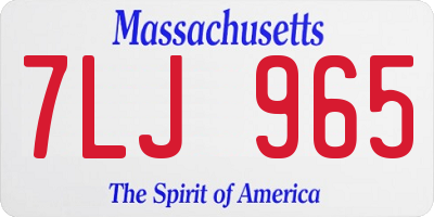 MA license plate 7LJ965