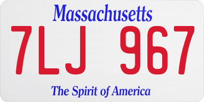 MA license plate 7LJ967