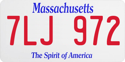 MA license plate 7LJ972