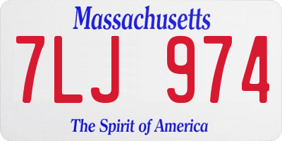 MA license plate 7LJ974