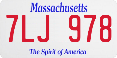 MA license plate 7LJ978