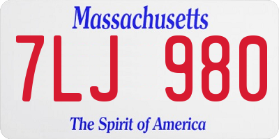 MA license plate 7LJ980