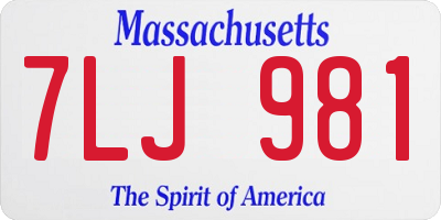 MA license plate 7LJ981
