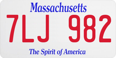 MA license plate 7LJ982