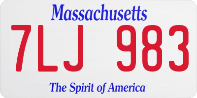 MA license plate 7LJ983