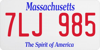 MA license plate 7LJ985