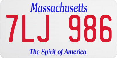 MA license plate 7LJ986