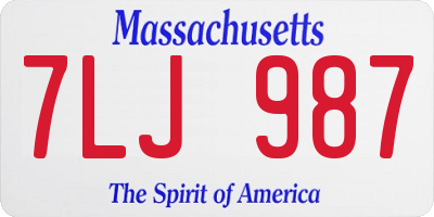MA license plate 7LJ987