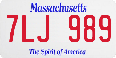 MA license plate 7LJ989