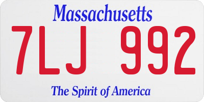 MA license plate 7LJ992