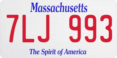 MA license plate 7LJ993