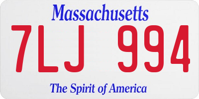 MA license plate 7LJ994