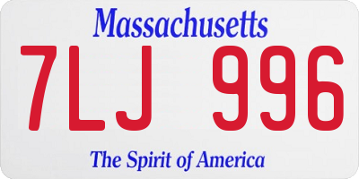 MA license plate 7LJ996