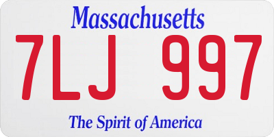 MA license plate 7LJ997