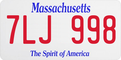 MA license plate 7LJ998