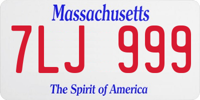 MA license plate 7LJ999
