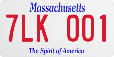 MA license plate 7LK001