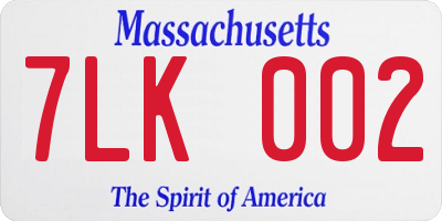 MA license plate 7LK002