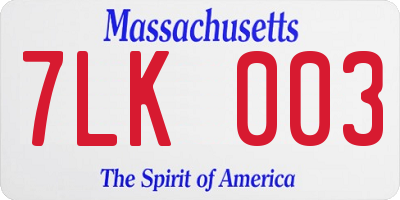 MA license plate 7LK003