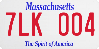 MA license plate 7LK004