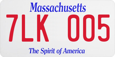 MA license plate 7LK005