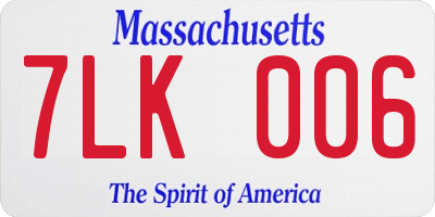 MA license plate 7LK006