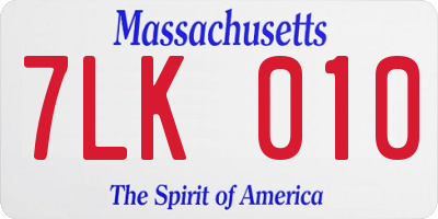 MA license plate 7LK010