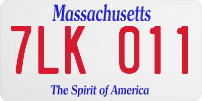 MA license plate 7LK011