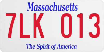 MA license plate 7LK013