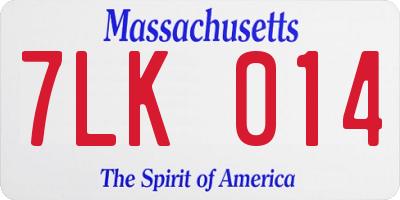 MA license plate 7LK014