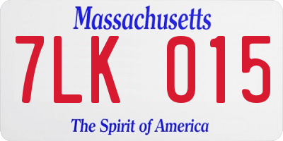 MA license plate 7LK015