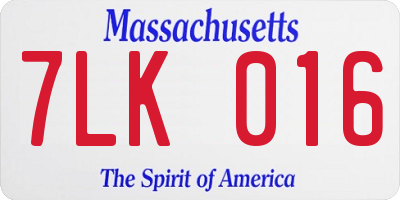 MA license plate 7LK016