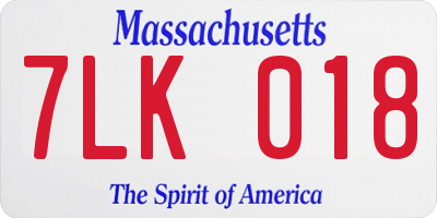 MA license plate 7LK018