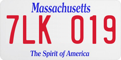 MA license plate 7LK019