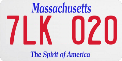 MA license plate 7LK020