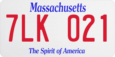 MA license plate 7LK021