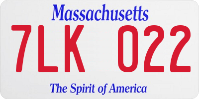 MA license plate 7LK022