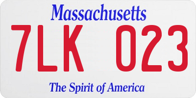 MA license plate 7LK023