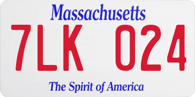 MA license plate 7LK024