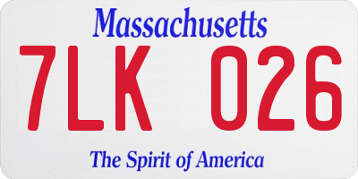 MA license plate 7LK026