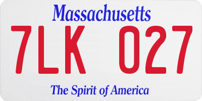 MA license plate 7LK027