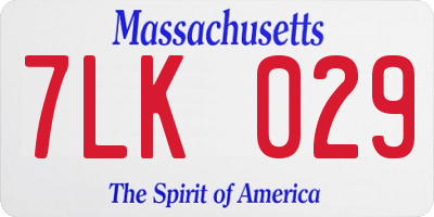 MA license plate 7LK029