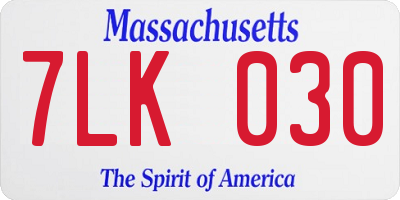 MA license plate 7LK030